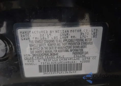 2019 Nissan Versa Note Sv from USA, damaged, VIN 3N1CE2CP6KL363642